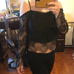 Lace black crop top
